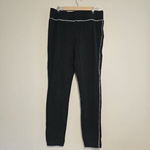 LOGO by Lori Goldstein Black Leggings with white stitch detail